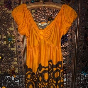 Orange and Brown Flower Dress